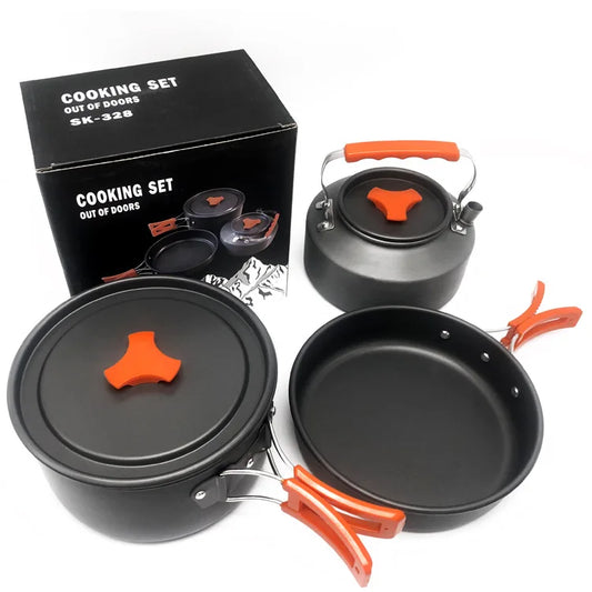 JMT-267530 Stainless Steel and Ceramic Camping Cookware Set for Outdoor Cooking