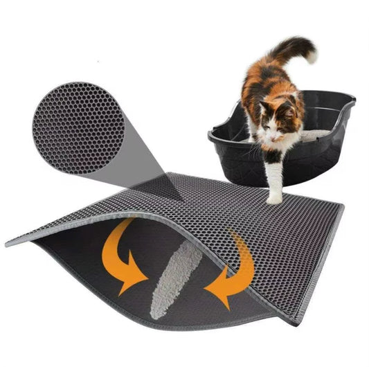 JMT-028042 Eco-Friendly Double Layer Waterproof Cat Litter Mat with Detachable EVA Design