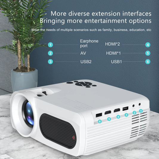 JMT-064330 8K 3D Android Smart Portable LED DLP Projector for Home Theatre, Compatible with Smartphone, Tablet, and PC