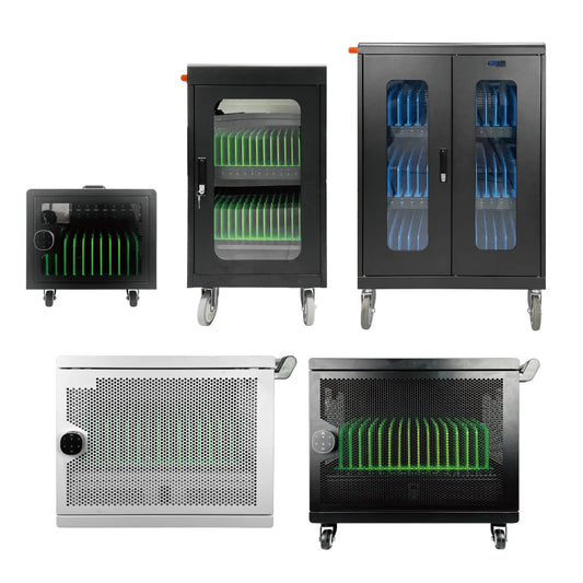 JMT-339850 Mobile Device Charging Cart for Classroom - Holds 10, 16, 30, 45, or 60 Tablets, Laptops, and Chromebooks