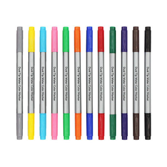 JMT-612874 Dual Tip Felt Tip Markers - Assorted Colours for Art, School and Office Use