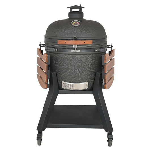 JMT-660746 Large 23.5 Inch Ceramic Charcoal Kamado Grill for Outdoor BBQ and Smoking