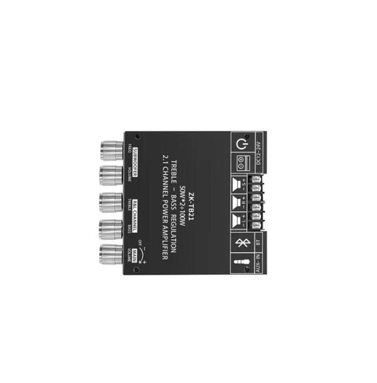 JMT-564234 ZK-TB21 2.1 Channel Power Amplifier with NE5532 and TPA3116D2 Technology, Supports 2x50W + 100W Subwoofer, DC 12-24V