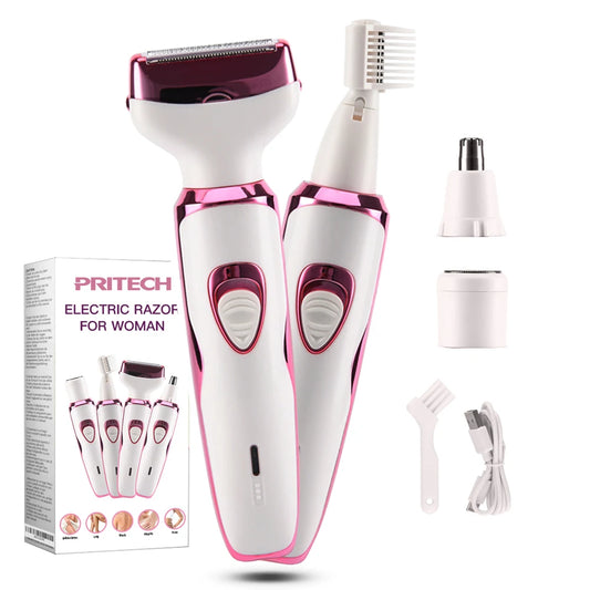 JMT-748106 4-in-1 Rechargeable Cordless Women's Body Hair Shaver and Bikini Trimmer