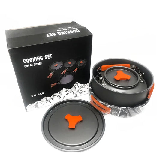 JMT-267530 Stainless Steel and Ceramic Camping Cookware Set for Outdoor Cooking