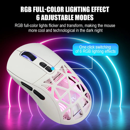 JMT-284170 Lightweight Honeycomb Wireless Gaming Mouse with Adjustable DPI up to 10000 and RGB Lighting for PC