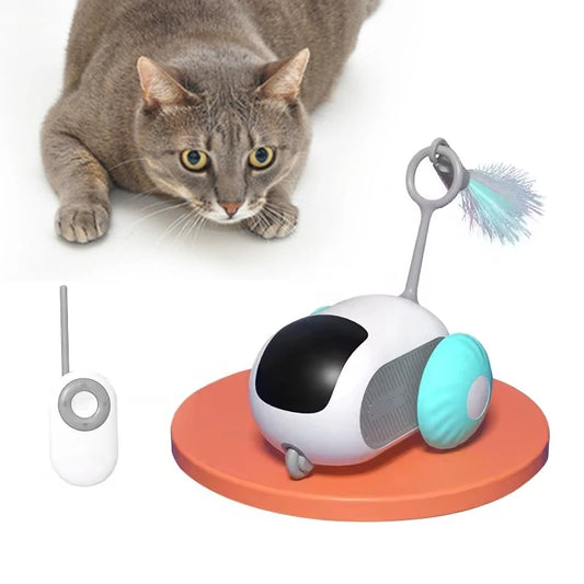 JMT-432458 Interactive Electric Cat Toy with Gravity Roll Feature and Feather Teaser