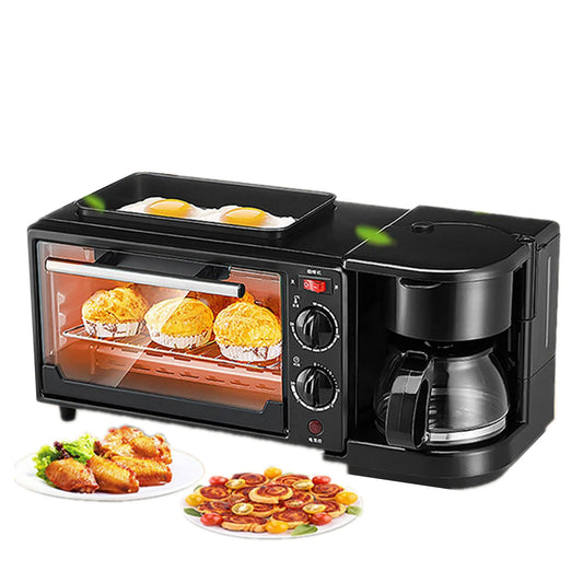 JMT-202570 3-in-1 Electric Breakfast Machine with Oven, Coffee Maker, and Toaster Oven