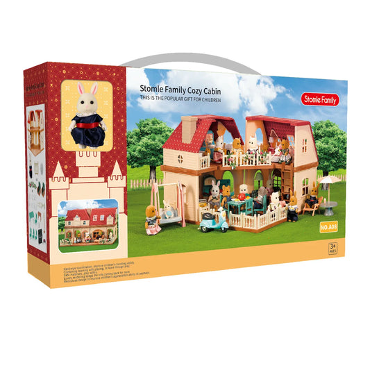 JMT-109002 Forest Family Mini Doll House Role Play Set for Kids - Plastic Pretend Playhouse Gifts for Girls