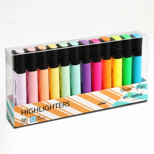 JMT-094666 Eco-Friendly Fluorescent Flat Square Highlighter Pen Set in Bright Colours