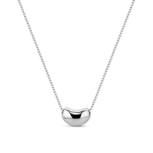 JMT-422154 S925 Sterling Silver Coffee Bean Pendant 18K Gold Plated Summer Simple Link Chain Necklace Jewelry for Women