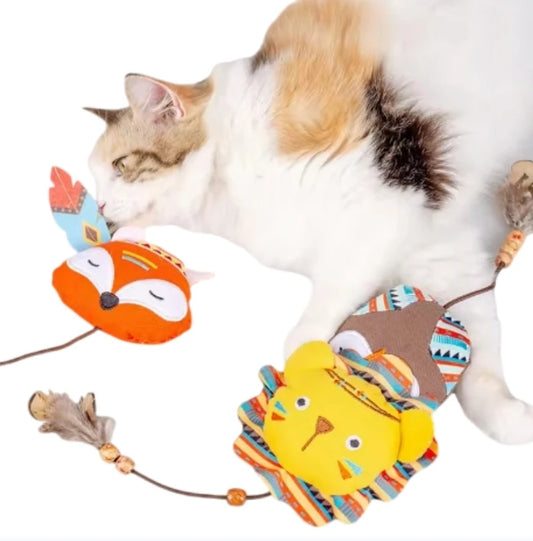 JMT-974858 Interactive Plush Cat Toys – Cute Animal Designs Including Lions and Foxes, Bite Resistant and Self-Play Features