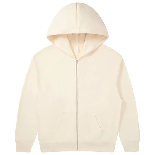 JMT-395786 Men's Women's 380G Oversized Puff Technique Hooded Sweatshirt High Fleece Solid Color Zipper Casual Sports Print Pullover