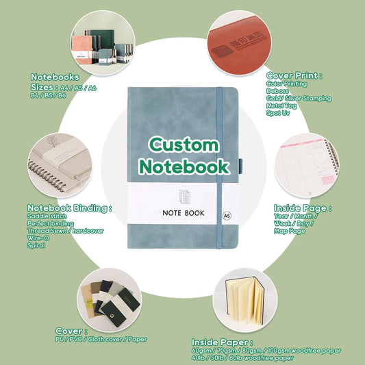 JMT-723850 Custom A5 Hard Cover PU Leather Diary Journal for Students