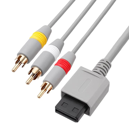 JMT-826890 1.8M Gold-Plated RCA AV Cable for Nintendo WII/WII U Console to TV Connection