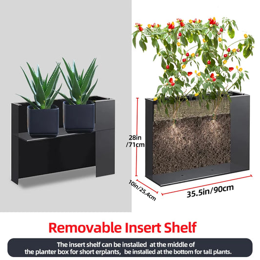 JMT-665354 Tall Metal Planter Box for Outdoor Plants and Trash Enclosure - Classic Design in White, Grey, or Brown