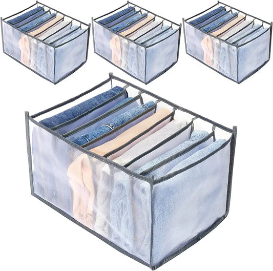 JMT-627402 Upgraded Foldable Drawer Organisers for Clothes with Handle - Grey Non-Woven Fabric Storage Solution