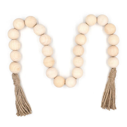 JMT-122378 Large Black and Natural Wood Bead Garland with 4cm Diameter Beads for Home Décor