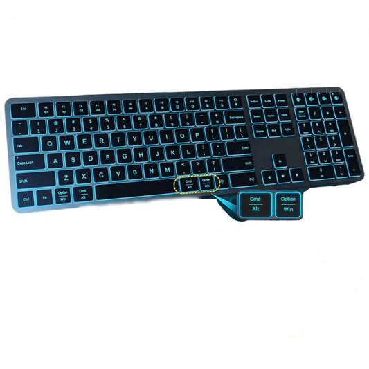 JMT-464970 Full-Size Backlit Wireless Keyboard for Multiple Devices - Rechargeable, Compatible with iOS, Android, and Windows