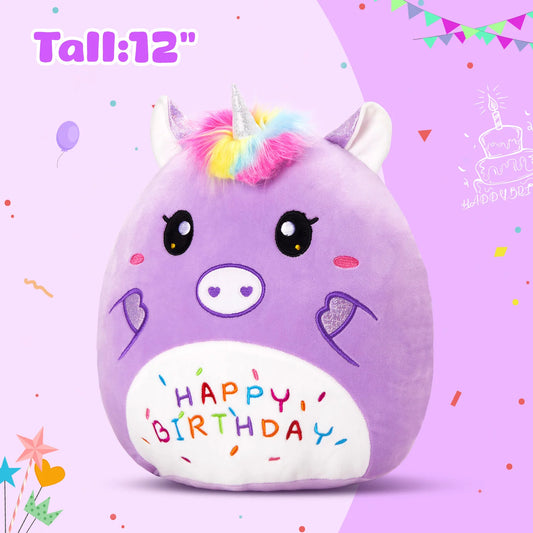 JMT-984202 Cartoon Purple Unicorn Plush Toy – Soft and Squishy Stuffed Animal for Children