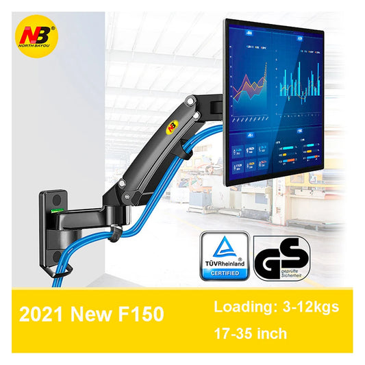 JMT-323530 360 Degree Adjustable Gas Spring Monitor Holder Arm for 24"-35" Screens, Wall Mount, Aluminium Alloy Construction