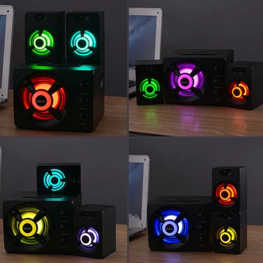 JMT-705674 RGB Colourful LED Desktop Gaming Speaker with Subwoofer