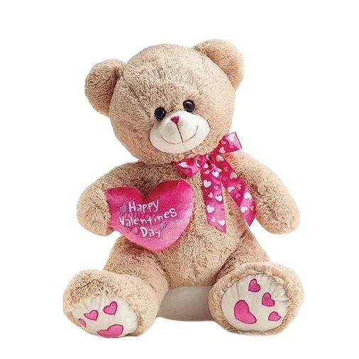 JMT-887050 Soft Plush Valentine Teddy Bear with Pink Heart - Available in Custom Sizes