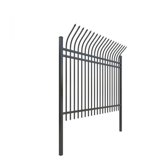 JMT-156874 Corten Steel Anti-Climb Decorative Fence - Outdoor Wrought Iron Guardrail with Black Powder Coating