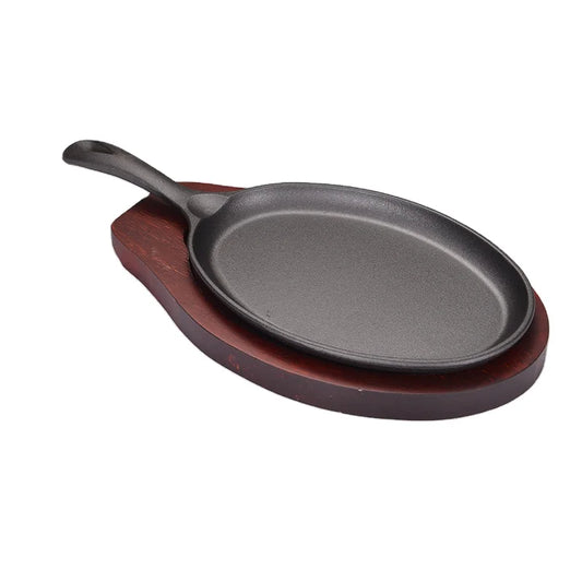 JMT-726282 Cast Iron Non-Stick Grill Pan with Handle for Outdoor BBQ and Induction Cooking