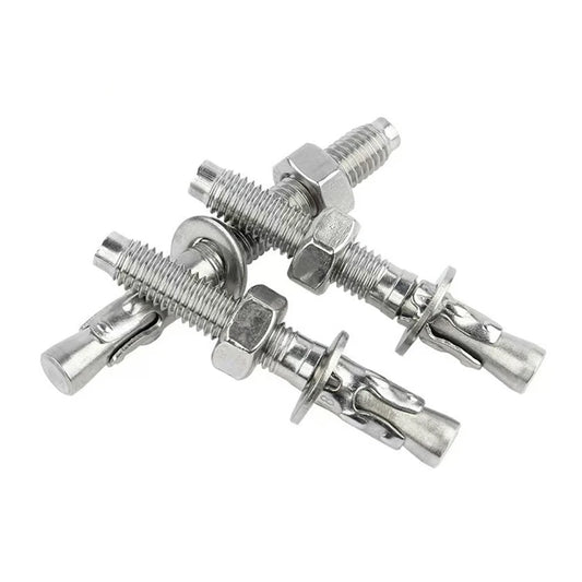 JMT-967498 M10 Hex Bolt, 201/304 Stainless Steel, DIN Standard, External Expansion, Plain Finish, M4 Thread