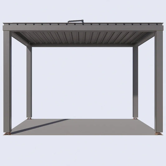 JMT-272138 Aluminium Motorized Outdoor Pergola with Adjustable Louvers for Sun and Rain Protection