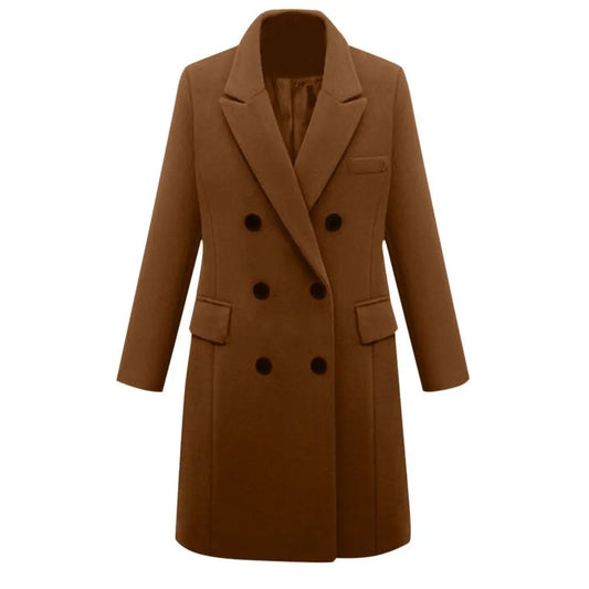 JMT-798218 Women's Winter Clothing Medium to Long Plus Size Double-Breasted Wool Coat With Cashmere Lining Shearling Leather Cotton Filling