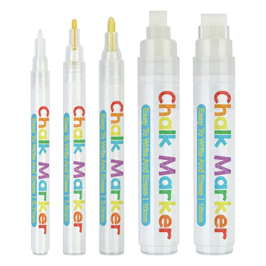 JMT-407882 Water-Based Liquid Chalk Markers, Double-Sided, 15mm Tip, Non-Toxic, 8 Assorted Colours for DIY Art Projects