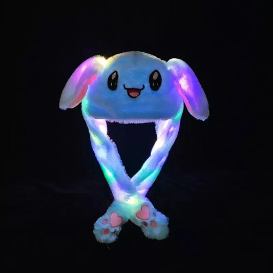 JMT-624906 LED Plush Bunny Hat with Glow in the Dark Features and Moving Ears