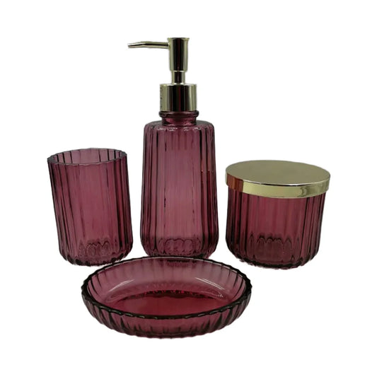 JMT-747658 Luxury Clear 4-Piece Glass Bathroom Accessories Set for Home and Hotel Use