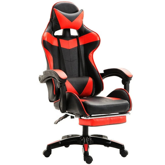 JMT-304970 Gaming Chair with Footrest, PU Upholstery, Nylon Base, and Smooth Wheels