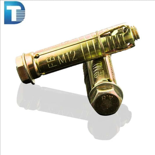 JMT-590090 Heavy Duty Yellow Zinc Plated Shield Anchor Bolt Fasteners - 4PCS Set for Secure Wall Fixing