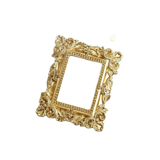 JMT-072650 Gold Retro Photo Frame for Mini Wedding Pictures - Decorative Resin Desktop Ornament