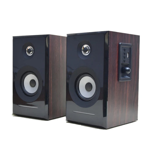 JMT-678666 Classic Wooden 2.0 Bookshelf Speakers with Hi-Fi Stereo Sound and Bluetooth Connectivity