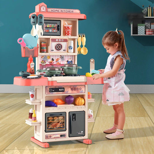 JMT-240074 Mini Kitchen Play Set with Real Cooking Sink - 43PCS Pretend Food Toys for Kids