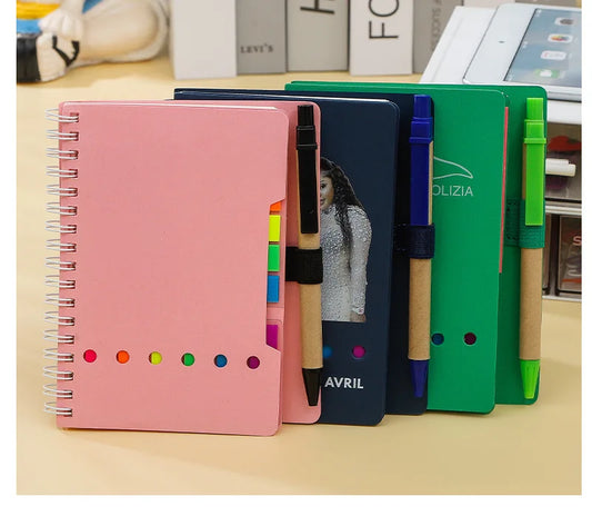 JMT-222794 A6 Spiral Notebook with Pen - Custom Logo Hardcover for Office and School Use