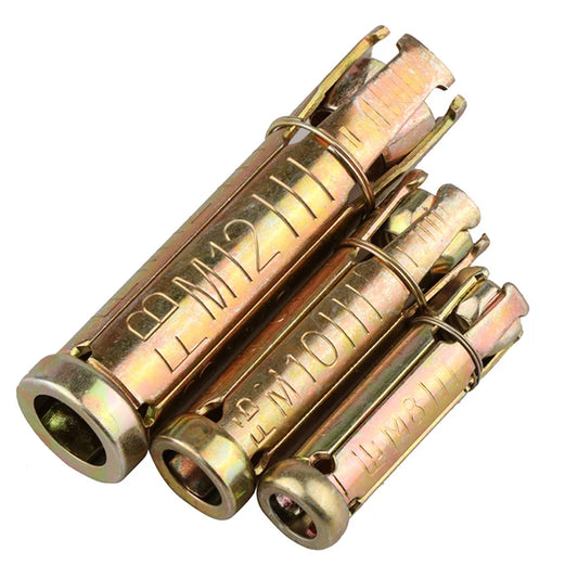 JMT-590090 Heavy Duty Yellow Zinc Plated Shield Anchor Bolt Fasteners - 4PCS Set for Secure Wall Fixing