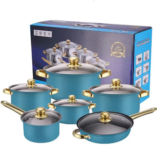 JMT-853322 12-Piece Stainless Steel Non-Stick Cookware Set with Gift Box
