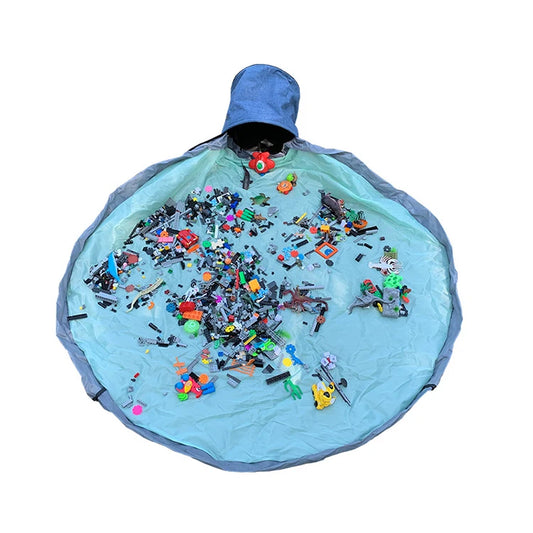 JMT-516362 Children's Foldable Canvas Play Mat with Toy Storage Basket - Durable Polyester Fabric