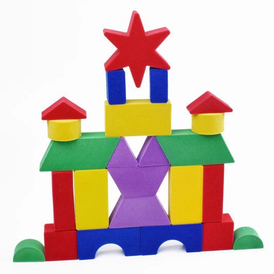 JMT-366346 Colorful Natural Latex Building Block Set - 25 Pcs Castle DIY Educational Toy for Kids