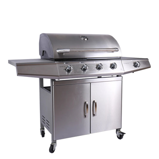 JMT-057418 Stainless Steel Outdoor Gas BBQ Grill with Integrated Kitchen Cabinet and Charcoal Smoker