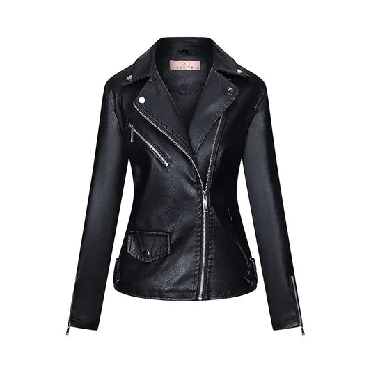 JMT-846794 Women's Fall/Winter European American Temperament Jacket PU Leather With Zipper Women's Clothing Jacket Custom