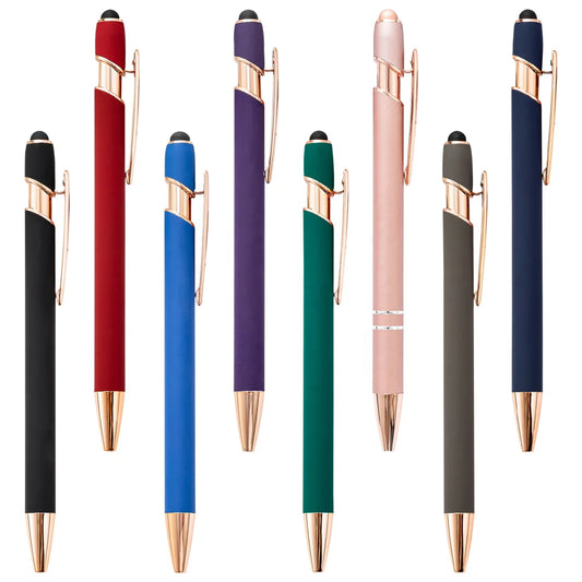 JMT-855754 Rose Gold Soft Touch Ballpoint Stylus Pen with Touch Screen Compatibility
