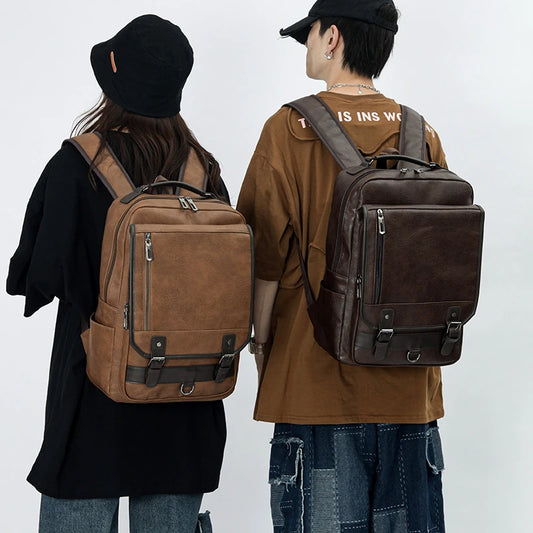 JMT-000266 Stylish Black Genuine Leather Business Backpack for Men