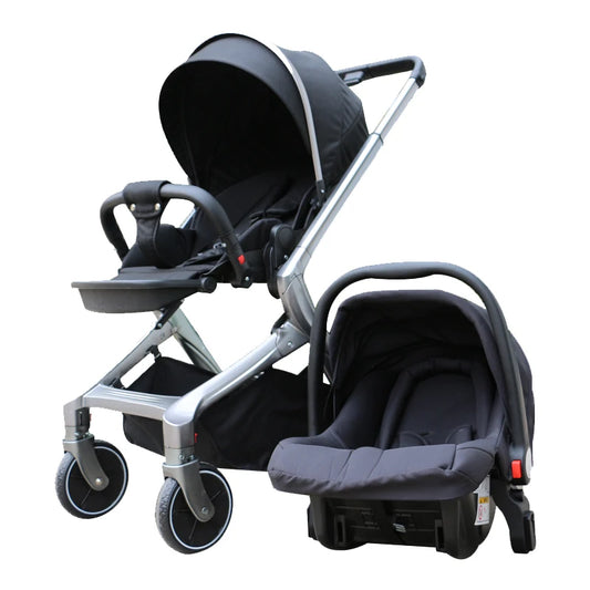 JMT-002250 3-in-1 Reversible Linen Baby Stroller with Basket for Ages 0-3 Years